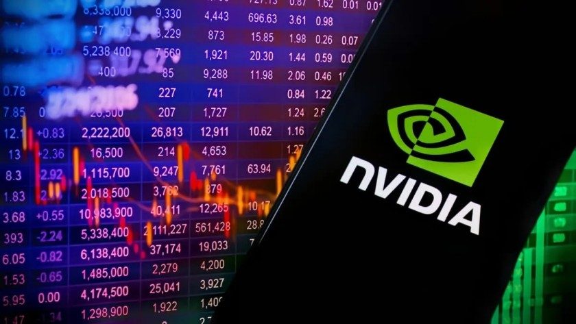 Graph showing Nvidia earnings growth and quarterly revenue trends in 2025